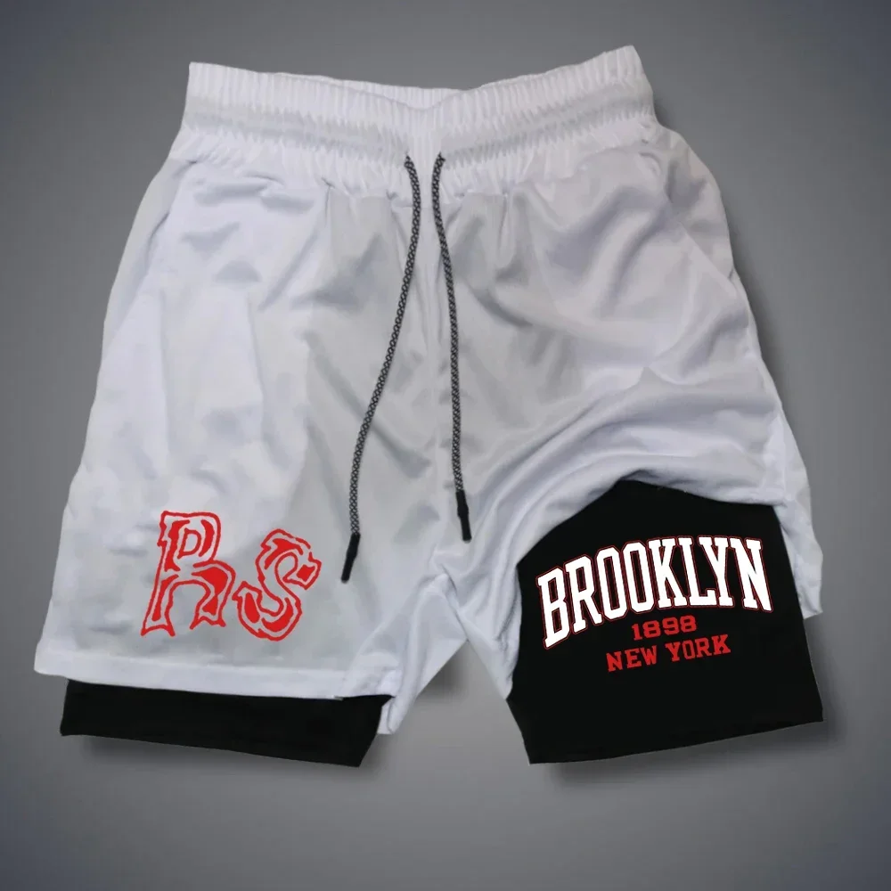 Summer Men's Shorts Letter Print Shorts Quick Dry 2 In 1 Short Pants White Black Double-deck Short Pant Dragon Streetwear