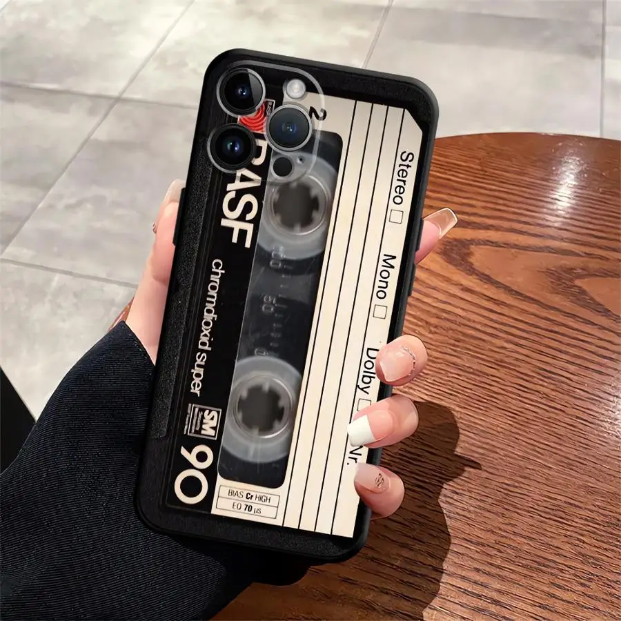 Vintage Cassette Tape Soft Phone Cover - Black