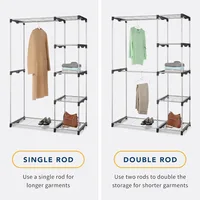 Double Rod Freestanding Closet Organizer, Silver 2