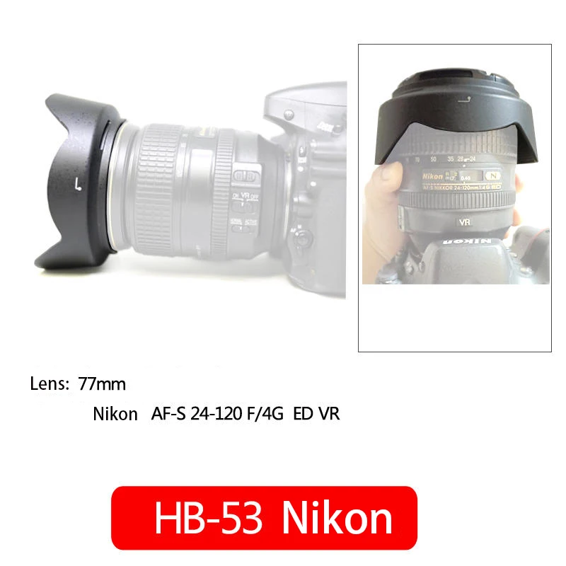 Niikon Hb-53 Cappuccio 77Mm Per Nikon D750 D610 24-120Mm F4 Obiettivo Accessori Per Fotocamere Parasole Estinzione Copertura