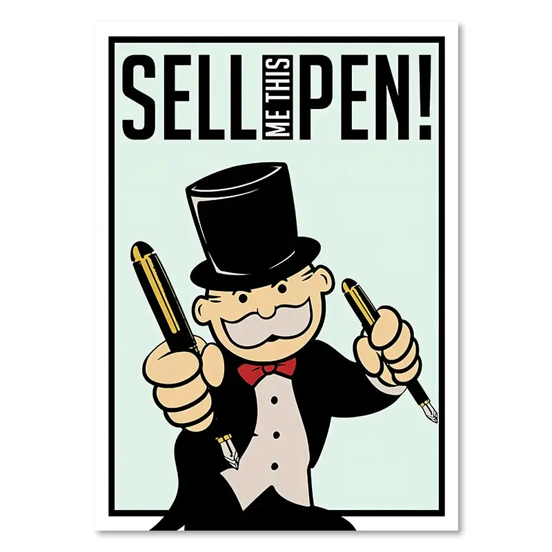 thumbnail image 1 of Póster de dibujos animados de Monopoly Millionaire Dollar Money, cita motivacional, pintura en lienzo, arte de pared para habitación, imagen para decoración del hogar, 1 of 5
