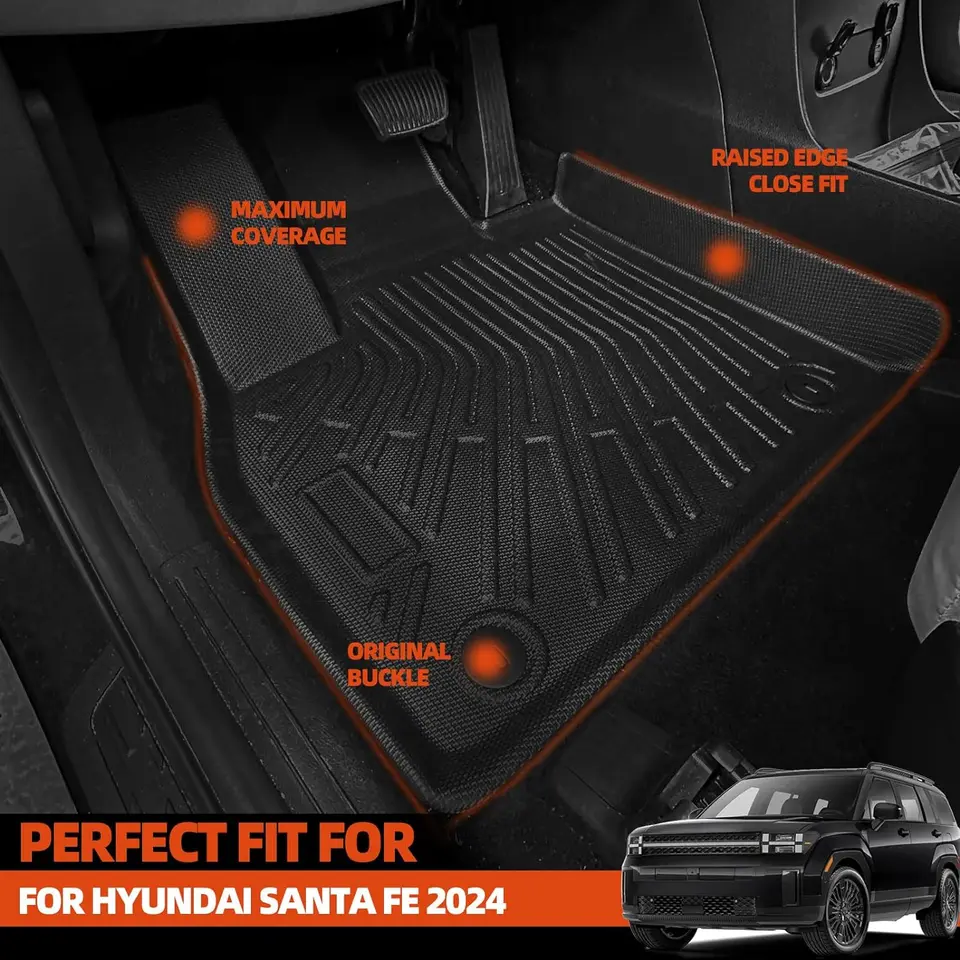 Tappetini TPE per tutte le stagioni per Hyundai Santa Fe 2024 2025 solo gas, tappetino per bagagliaio impermeabile antiscivolo con tappetino per schienale (solo LHD)  34