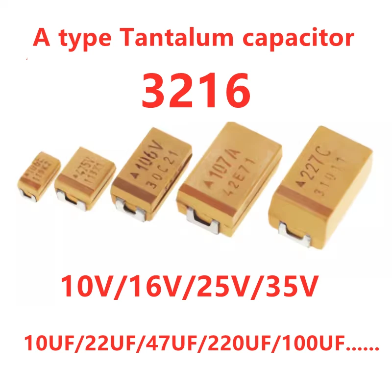 

(10 шт.) оригинальный SMD Танталовый конденсатор типа A 3216 6,3 В/10 В/16 В/25 В/35 в 0,1 мкФ 0,22 мкФ 1 мкф 10 мкФ 22 мкФ 47 мкФ 100 мкФ 1 мкф 4,7 мкФ 1206