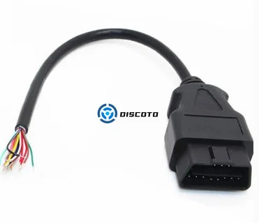 

1 шт. для OBD2 16P штырьковый разъем, открытый провод 0,3 м