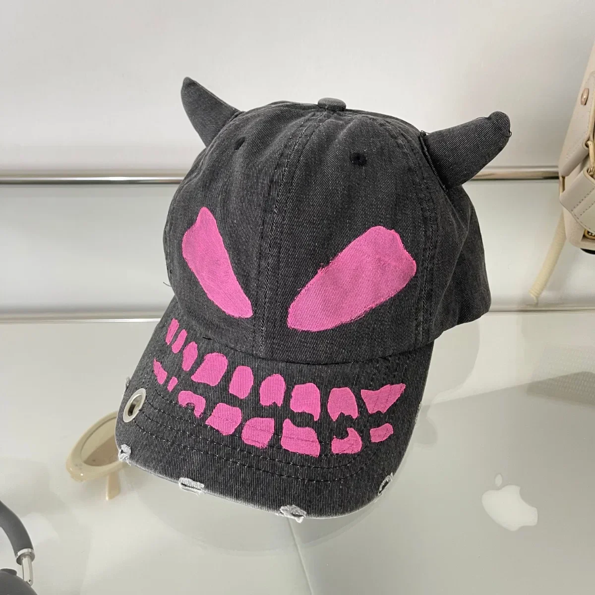 Y2k Wasteland Wind 3D Ear Hand-painted Hole Baseball Hat Street Trend Men Women Personality Adjustable Casual Hip-hop Caps Gorra 5
