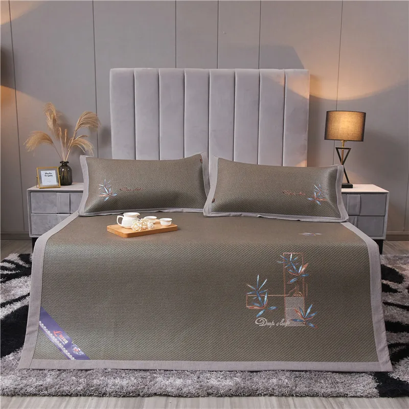 

Embroidered Vine Mat Three Piece Set Folding Non Slip Gift Cool Mat Air Conditioner Soft Mat Without Pillowcase