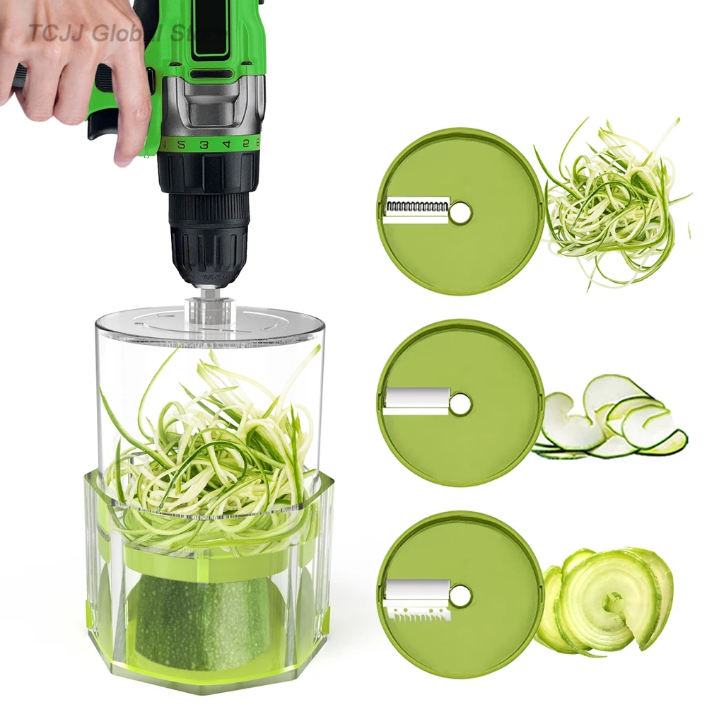 SpiralizerVegetableCutterforElectricDrill3BladeFoodProcessor