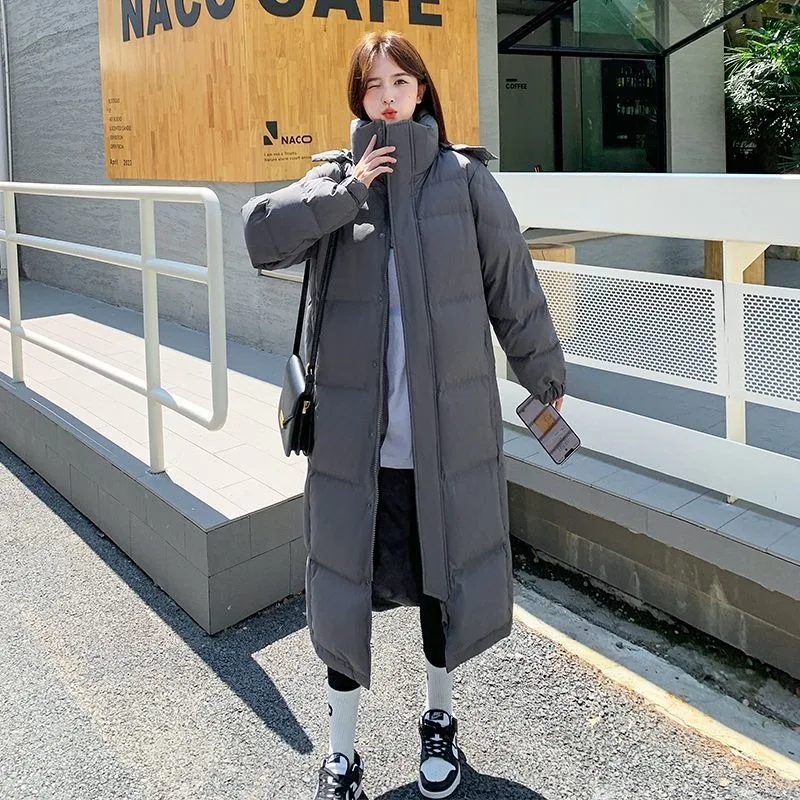 2023 New Women Down Jacket Winter Coat Female Mid Length Version Hooded Parkas Loose Large Size Outwear Warm Thick Overcoat