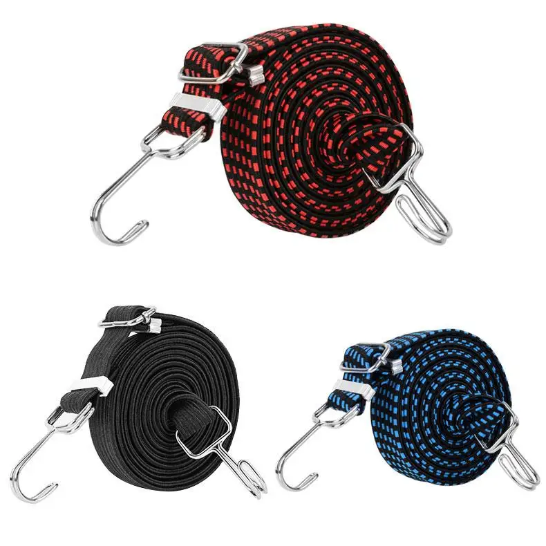 Motorcycle Luggage Strap Motorcycle Bicycle Luggage Fixed Strap Rope Length Adjustable Double-layer Metal Hook Widening Elastic Belt for Bicycle Moto