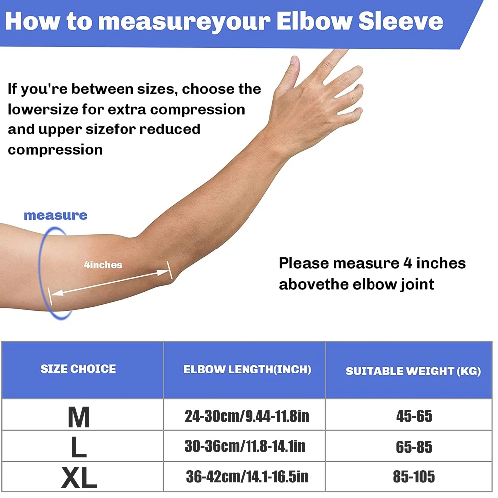 Elbow Support Sleeve Pair for Tendonitis Tennis Elbow Compression Pain Relief Arthritis Bursitis