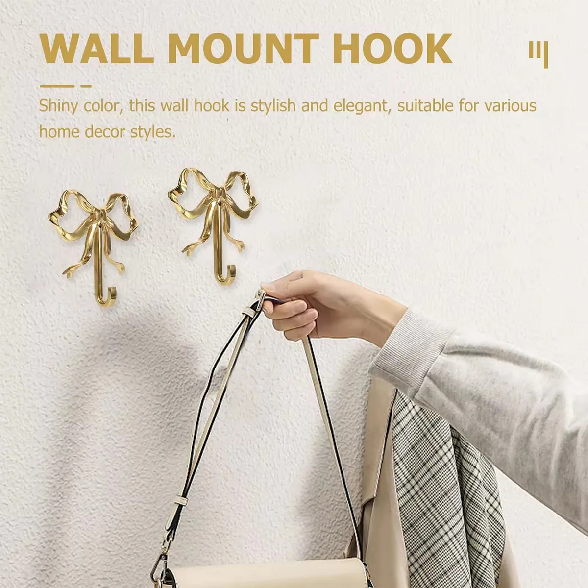 Luxury Bowknot Wall Hook Rack Solid Towel Holder for Bathroom Bedroom Living Room Kitchen Elegant Home Decor Accessory 3