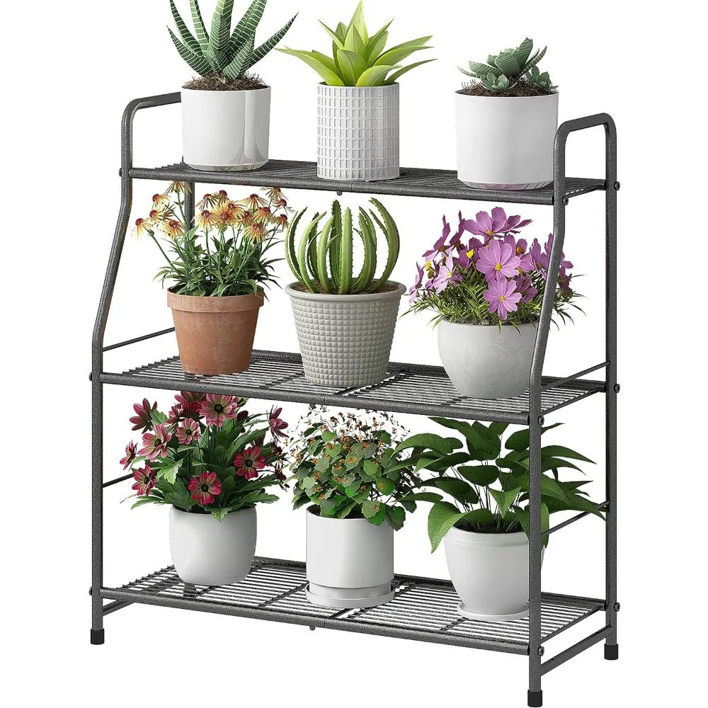 Plant Stand 5-Tier Plant Shelf for Indoor Outdoor, Waterproof Metal Tall Stand for Living Room Bathroom Balcony Garden