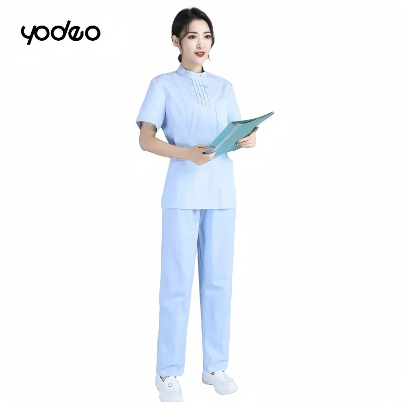 Quick-dry sport medical set high temperature resistance stretcg and comfortable top and pant doctor nurse outfit scrubs uniform