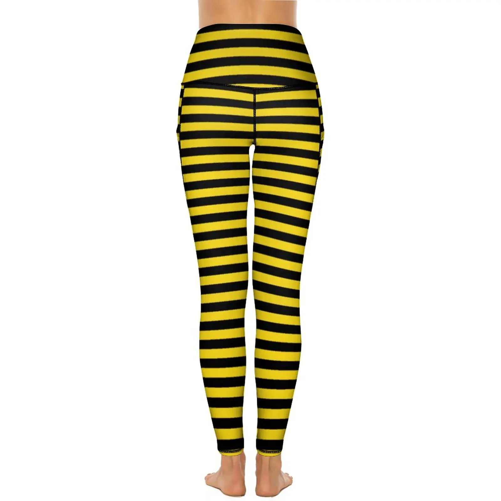 Bumble Bees Quality Leggings Yellow And Black Stripes Fitness Yoga Pants Women Push Up Elegant Leggins Stretch Sports Tights