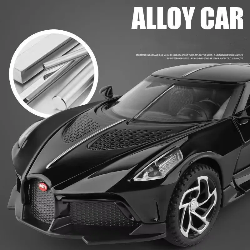 1:32 Bugatti La Voiture Noire Black Dragon Supercar Toy Alloy Car Model  Diecasts Metal Vehicles Collection Kids Birthday Gifts