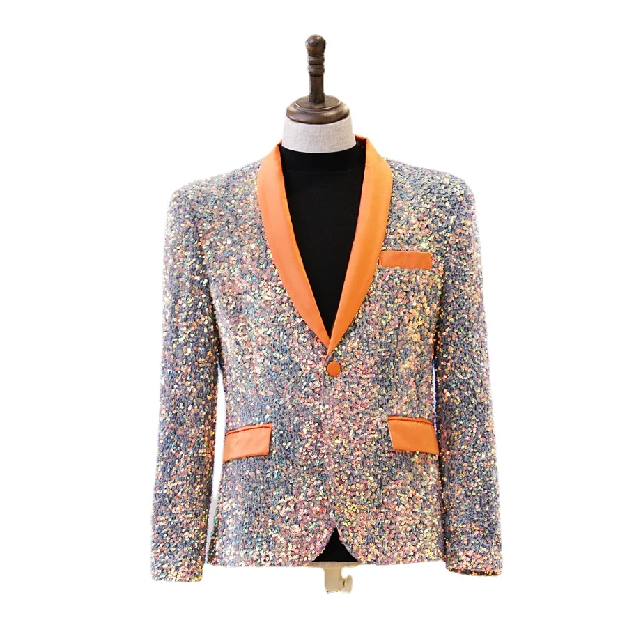 

Leisure Sequin Banquet Suit Coat Color Stage Performance Clothes Personalized Dance Men Blazer