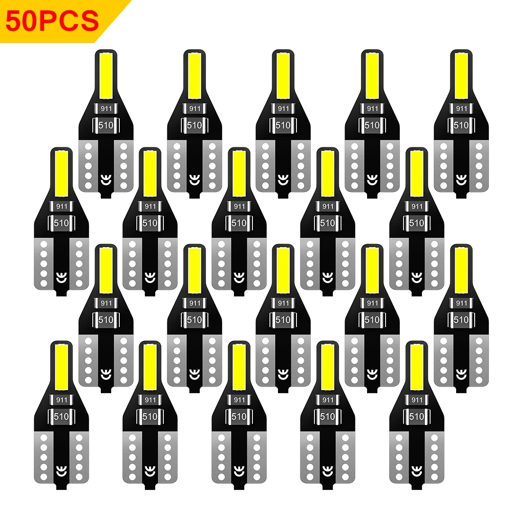 

50Pcs T10 W5W LED Light Bulbs 194 168 6000K White Super Bright Car Interior Light for Ford Ranger Fiesta Explorer Focus mk2 mk3