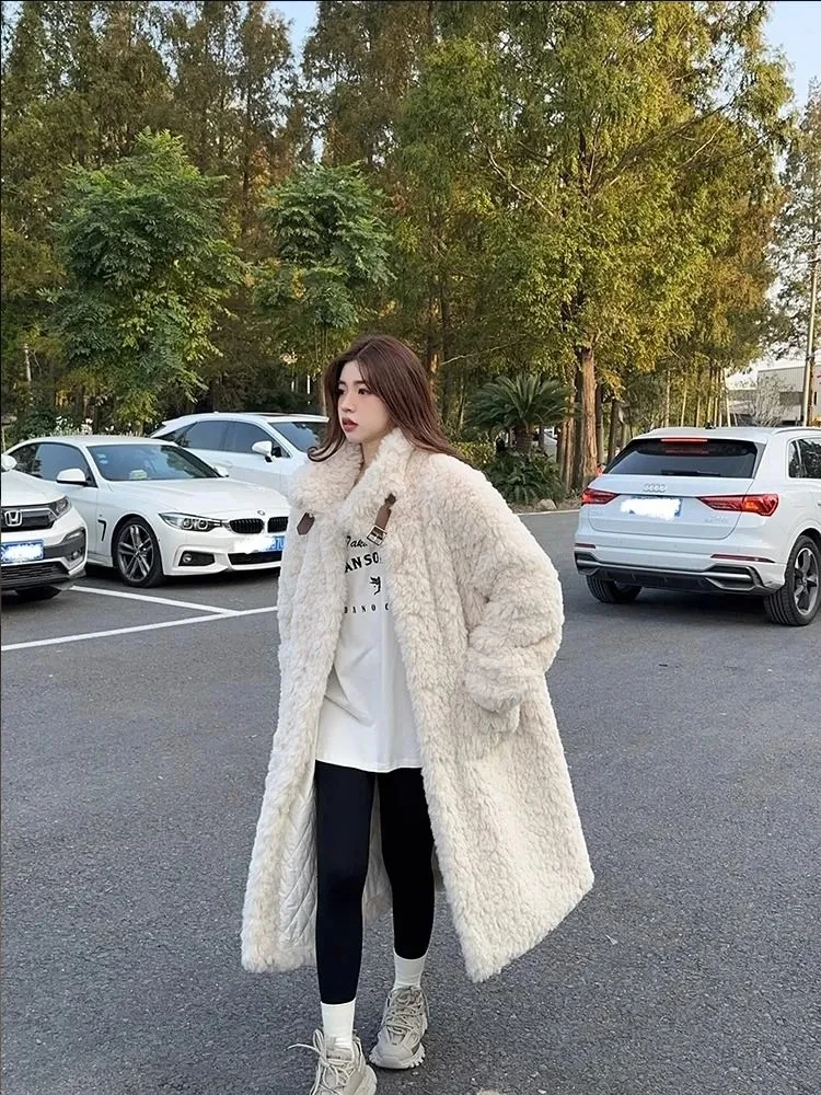 Thicken Long Lambwool Faux Fur Overcoats Stand Collar Warm Winter Chaquetas High Quality Women Jackets Korean Elegant Furry Coat