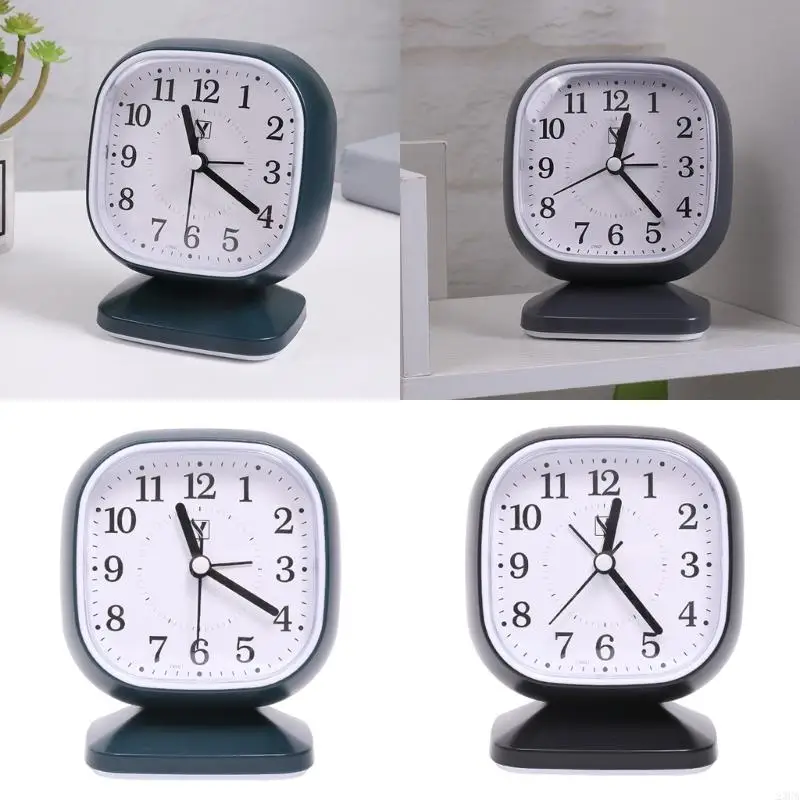 23GA Stylish Quiet Alarm Clock with Arabic Numerals Battery Operated No Ticking Analog Desk Clock for Children Bedroom 4