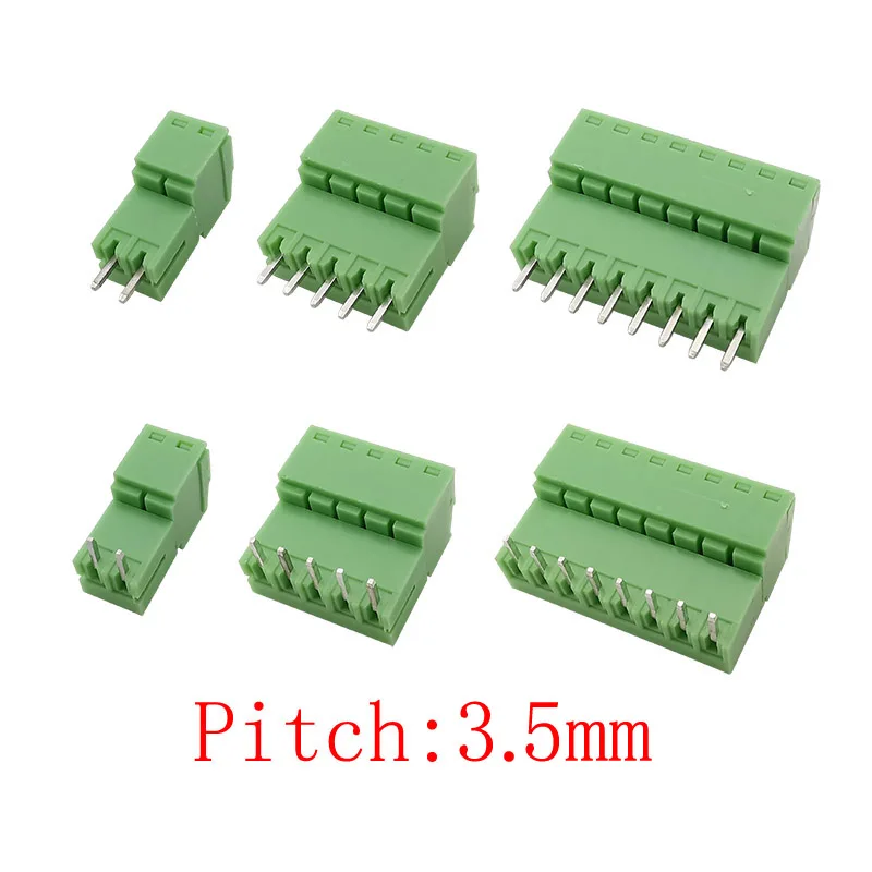 PCB Connector 5Pair 15EDG 3.5 mm KF2EDG 3.5mm PCB Screw Terminal Block Connector Right Angle / Straight Needle Plug Pin Header Socket 2-12 Pin
