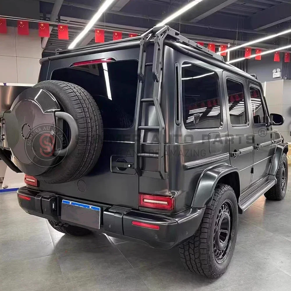 여름용 자동차 부품 오프로드 부품 카본 파이버 4X4 스타일 스페어 휠 타이어 커버 (G 클래스 W465 W463용, 홀더 포함)