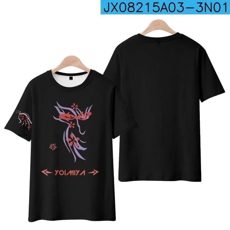 

Genshin impact naganohara yoimiya 3D impression ã o camiseta ver ã o moda em torno do pesco ç o manga curta popular jogo