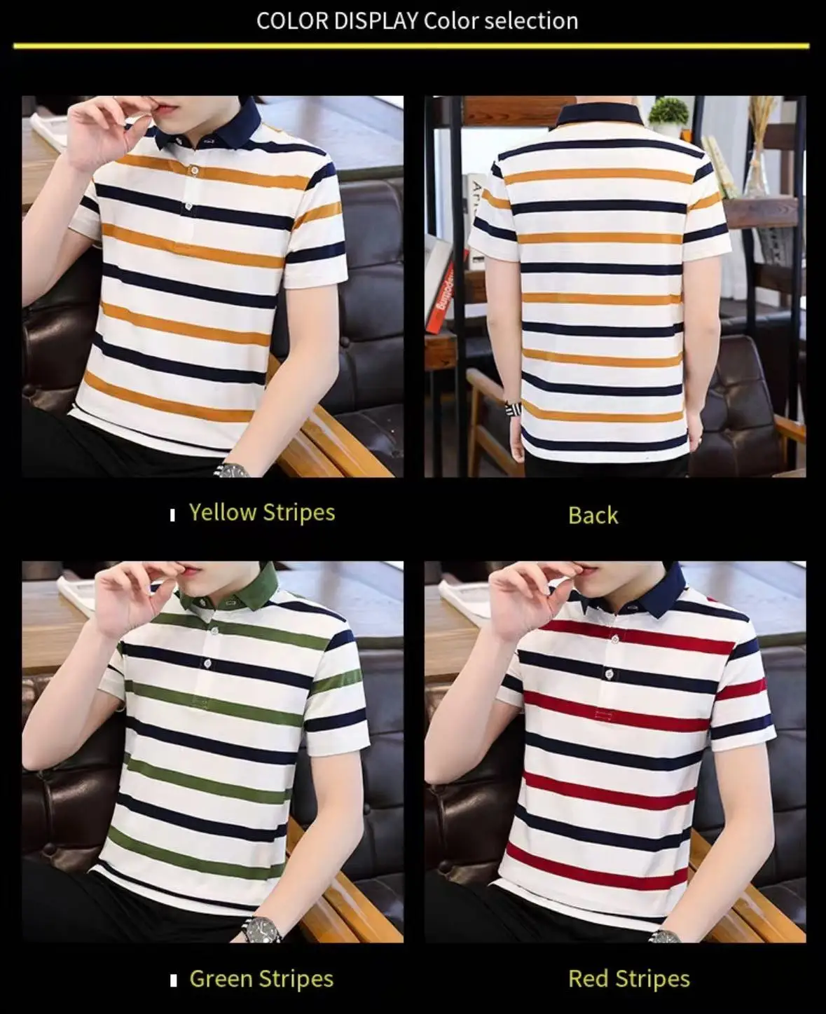 Summer new men's short-sleeved T-shirt striped cotton thin section business lapel men's polo shirt men's models 10 S6bdaafd2f5dc4e01b56a31dc16d6f303F