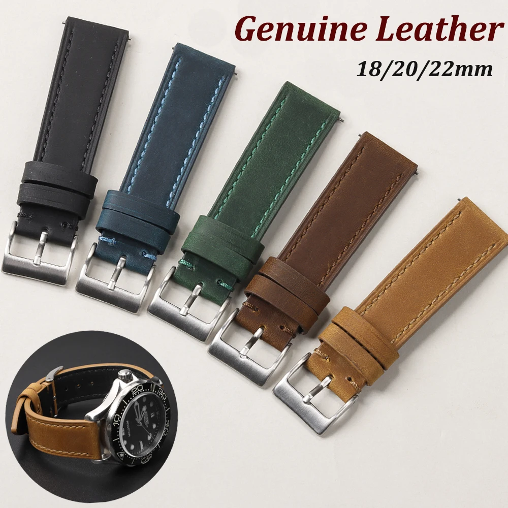 Cinturino In Pelle Bovina Per Casio Per Cinturino Orologio Seiko Per Accessori Omega Cinturino Vintage A Sgancio Rapido 18Mm 19Mm 20Mm 21Mm 22Mm