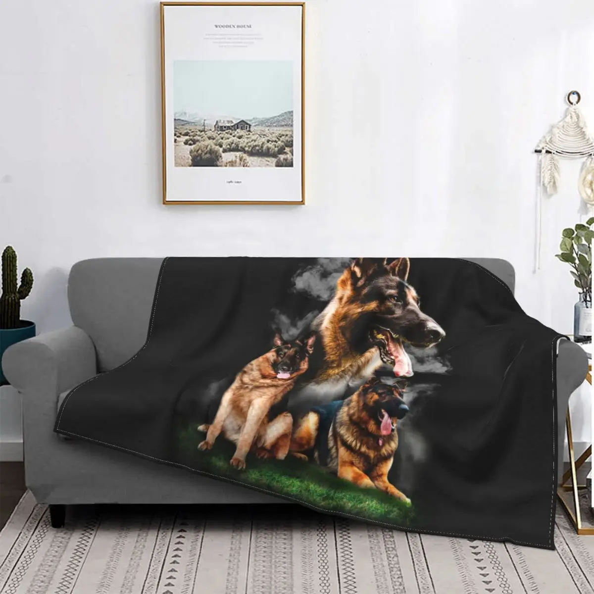 

German Shepherd Dog Blankets Warm Flannel GSD Animal Wolf Dog Throw Blanket for Sofa Office Bedspreads