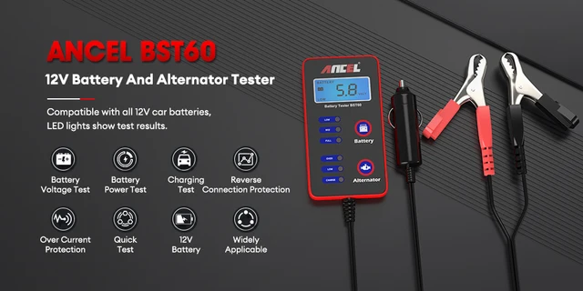 ANCEL-Testeur de batterie de voiture, analyseur de système de batterie,  démarrage, charge LYut, test rapide, outil, PK BM550, BST60, 12V, 2000CCA -  AliExpress