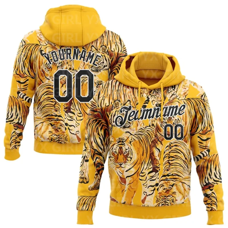 Custom Gold-White 3D Pattern Design Zebra Sports Pullover Sweatshirt Hoodie 3D Printed Sports Pullover Sweatshirt Hoodie