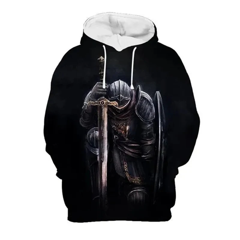 Felpa Con Cappuccio Uomo 3D Cavalieri Templari Stampata - Autunno Inverno - 4