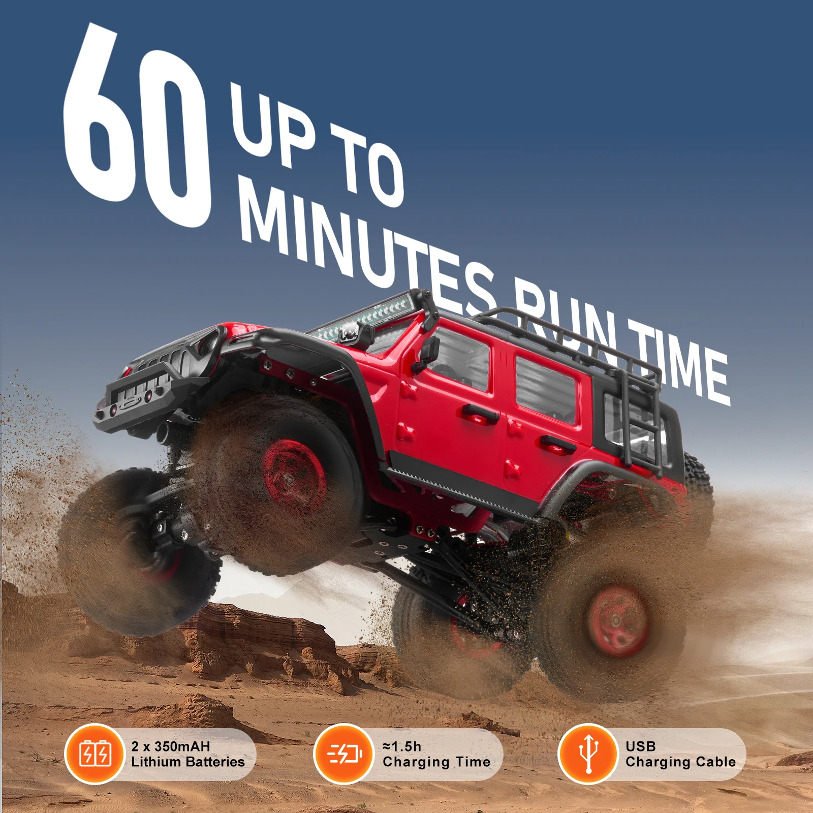 VEVOR Fast RC Cars 3km/h 1/24 Off Road All Terrain 4WD with Full Lighting Remote Control Racing Truck for Adults and Kids Toys 5
