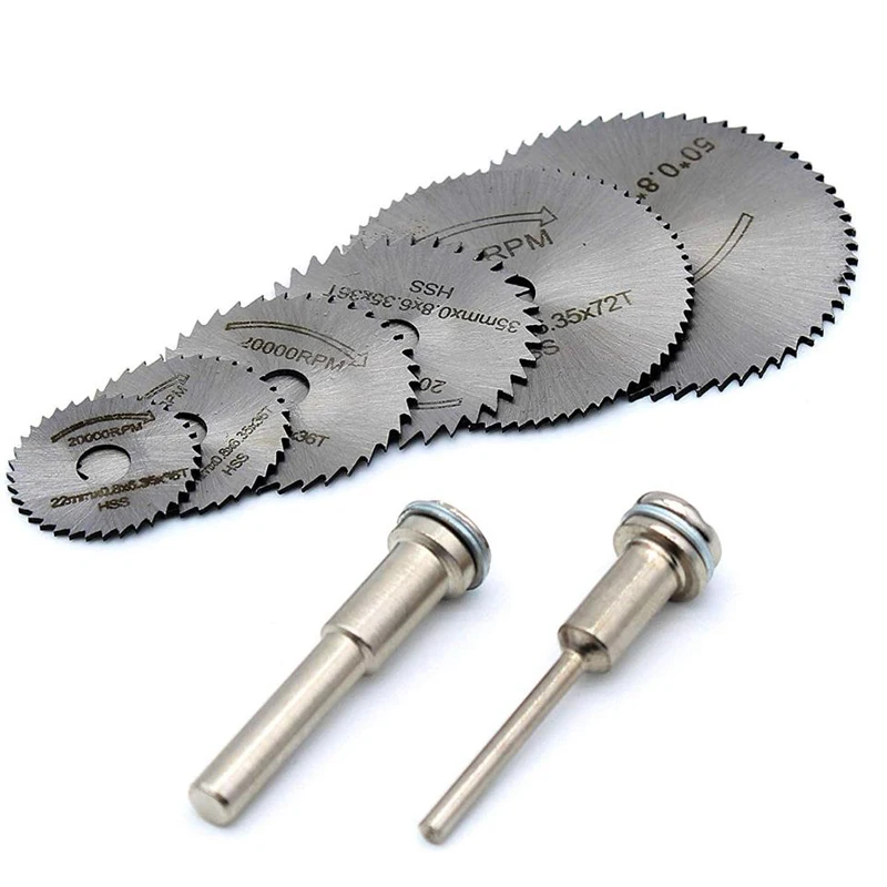 6Pcs HSS Saw Blades Rotary Tool Circular Saw Blade Set Mandrel Shank