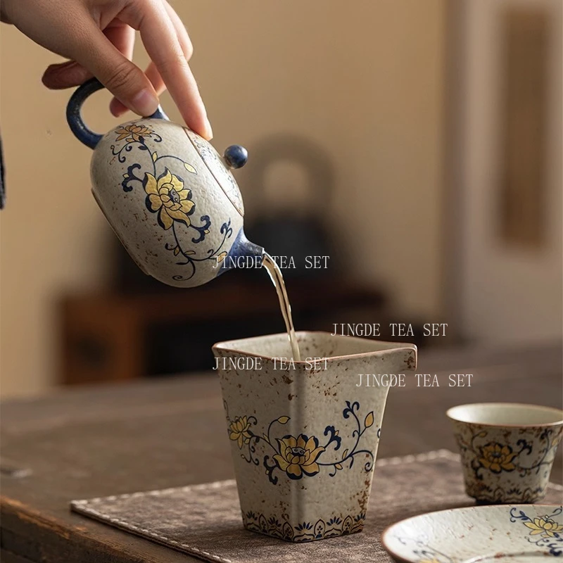 190ml Chinese Blue and White Western Style Teapot Household Ceramic Kung Fu Tea Set Single Filter Teapot Tea Set Accessories