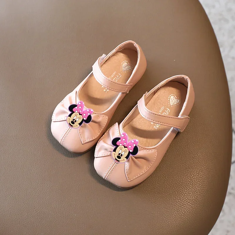 Disney Mickey Mouse Girls Leather Shoes Spring Autumn Children Princess Shoes Flat Heel Children Single Shoes Minnie Sandals 3