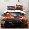 Retro Dodge SRT Hellcat Racing comforter bedding sets queen bedding set duvet cover Children's room bed pillowcase quilt cover 3