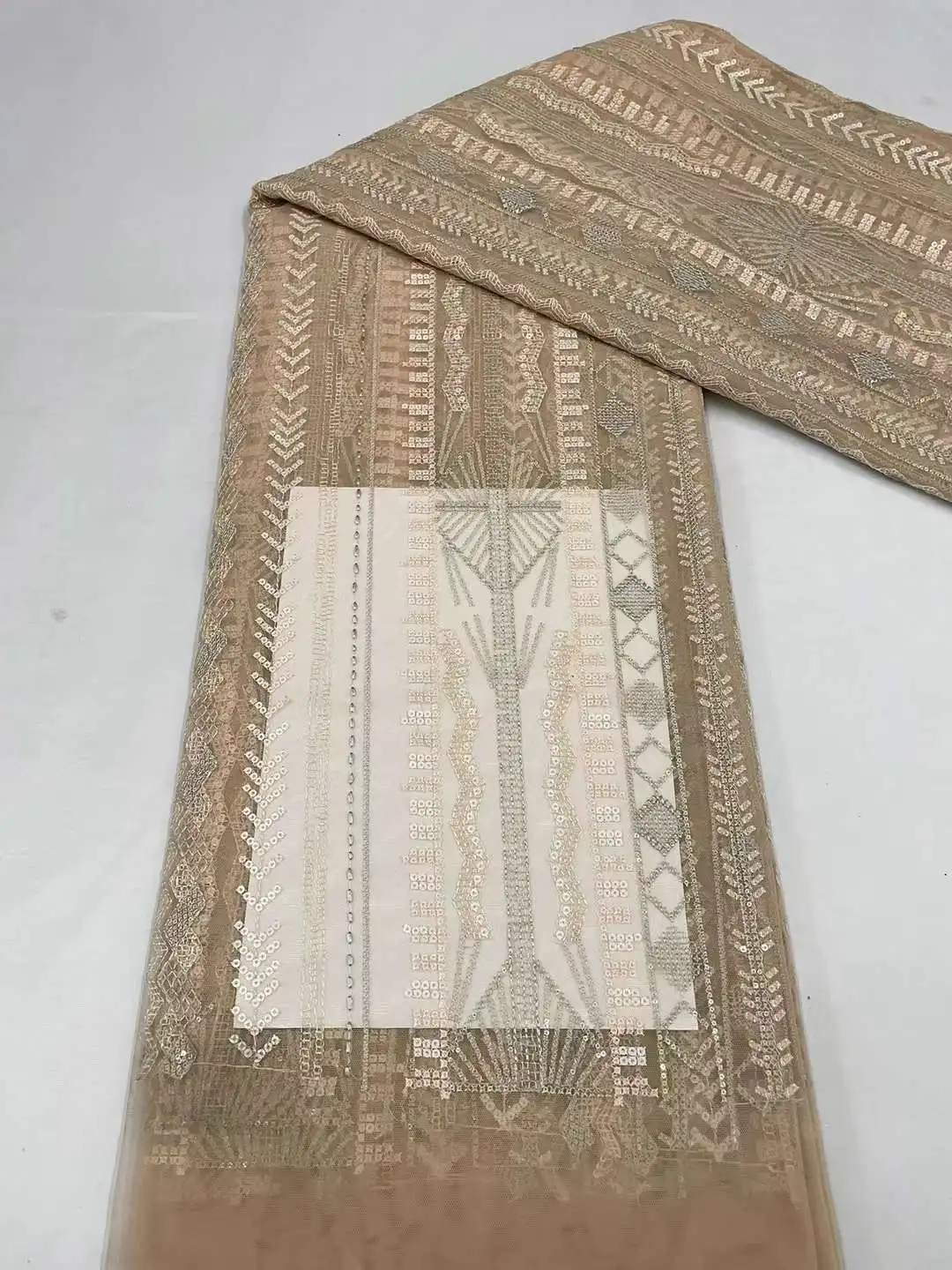 

High quality Sequin Embroidery Fabric French mesh tulle lace African sequin fabric Nigeria lace Evening dress Ladies'S Dress