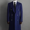SILIWEYA Fashion One Piece Man Blazer Long Coat Men Suits Double Bteasted Peaked Lapel Chic Overcoat Groom Casual Tailored 3