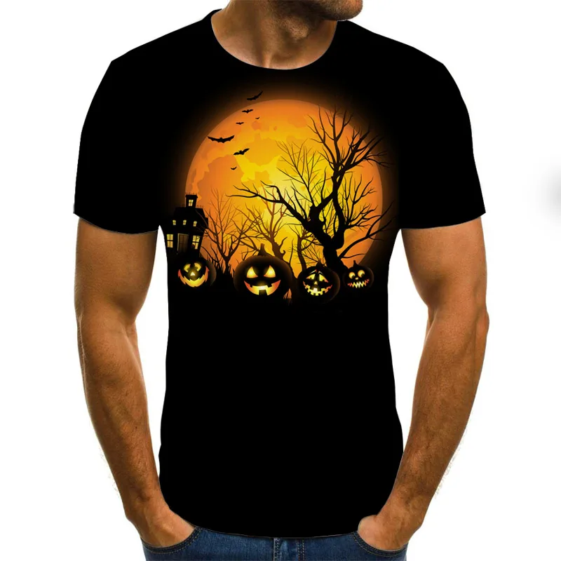 

Summer Men's T-shirt Halloween Theme Tops 3D Printed Fashion Short Sleeve Summer Round Neck Casual Shirt