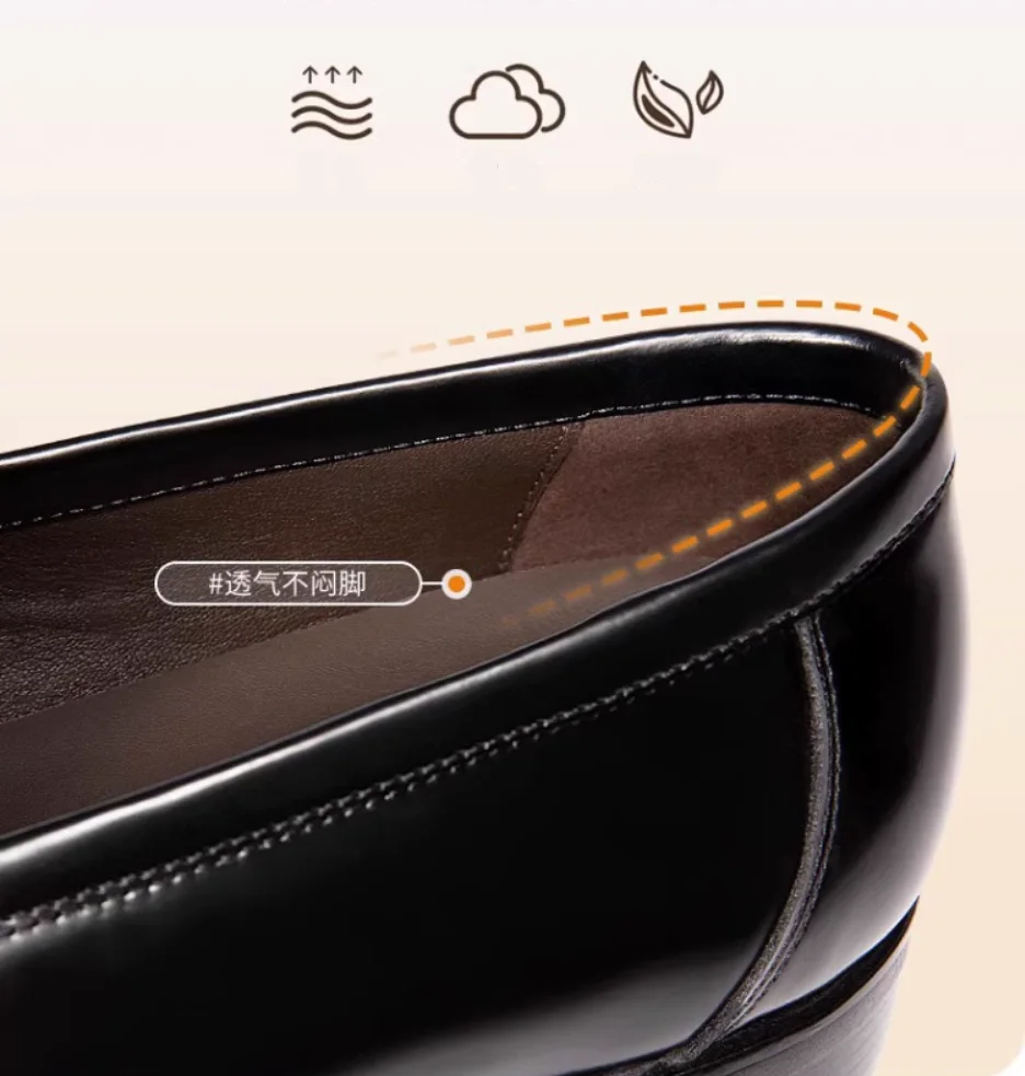 High-End hand polierte schwarze und graue Slipper Stil Leder Business Casual Lederschuhe Frühling und Sommer Stil – Detail 3