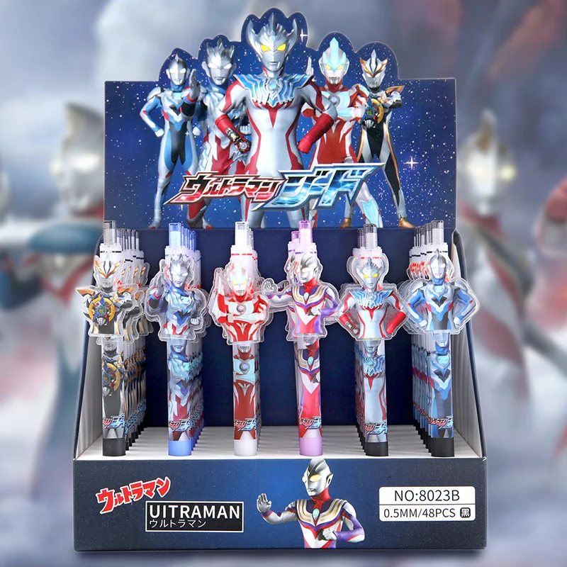 

48pcs Cartoon Anime Ultraman Patch Gel Pen Boxed Neutral Pen Student Stationery Black Water Pen Stationery Wholesale