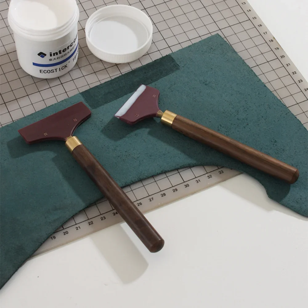 Practical Leather Gluing Tool Sandalwood Handle DIY Handcraft Glue Application Tools for Leathercraft Handmade