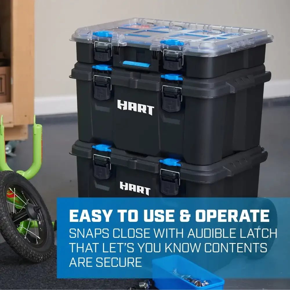 USA Stack System Mobile Toolbox for Storage & Organization 3 Piece Resin Plastic Modular Toolbox System 4