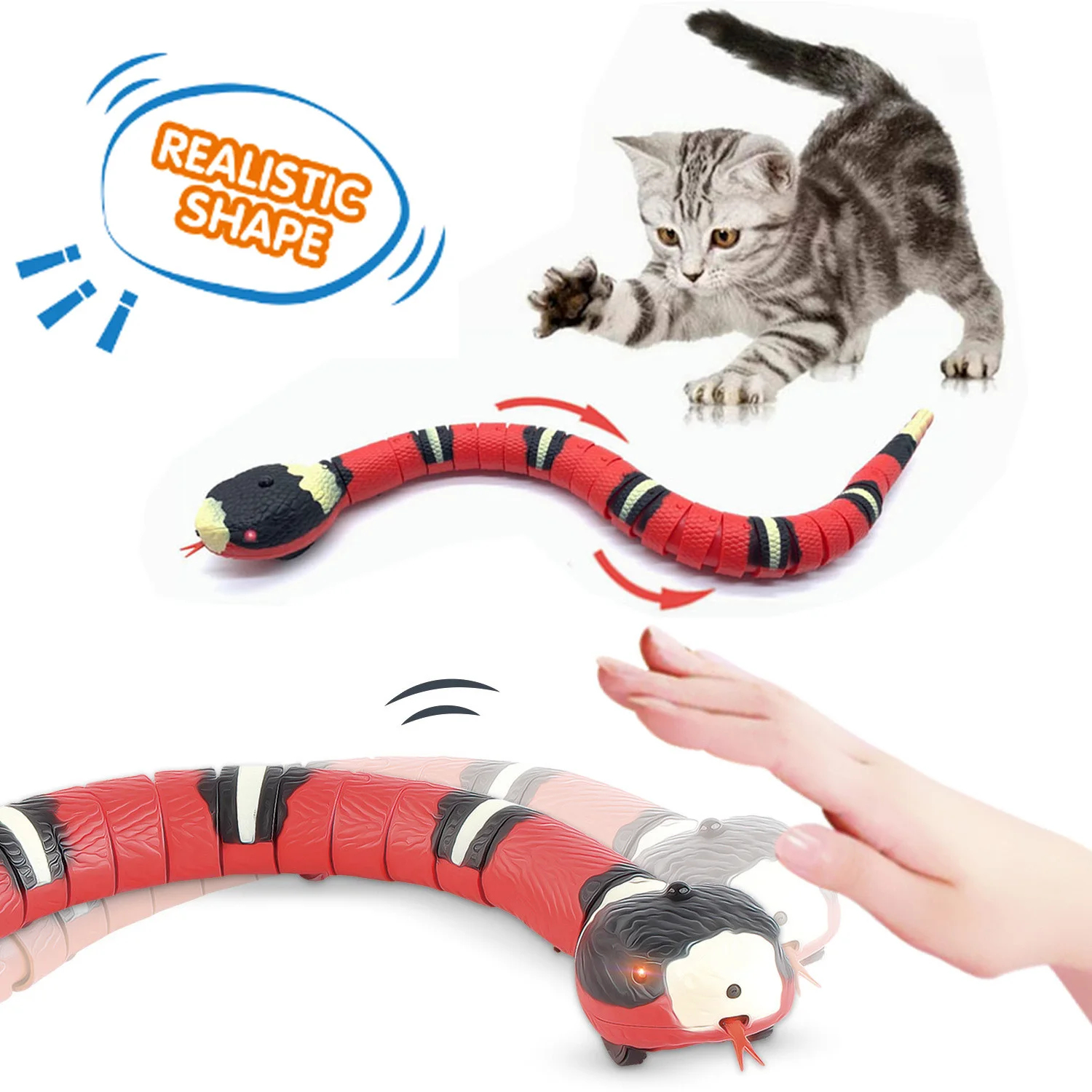 Brinquedo de cobra com detecção inteligente para gatos, brinquedos  interativos, presente de mordida, carregamento USB, acessórios para cães,  brinquedos de jogos para acessórios de