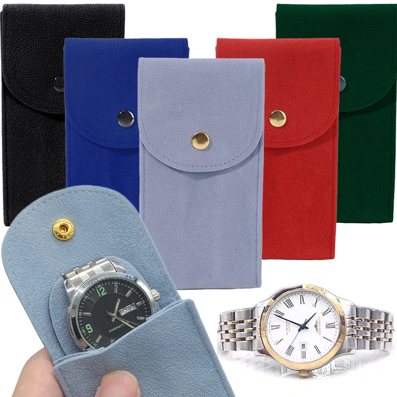 

Velvet Snap Watch Soft Storage Bag Men Women Flannel Travel Portable Ring Necklace Pouch Jewelry Organizer Nice Gift Packaging