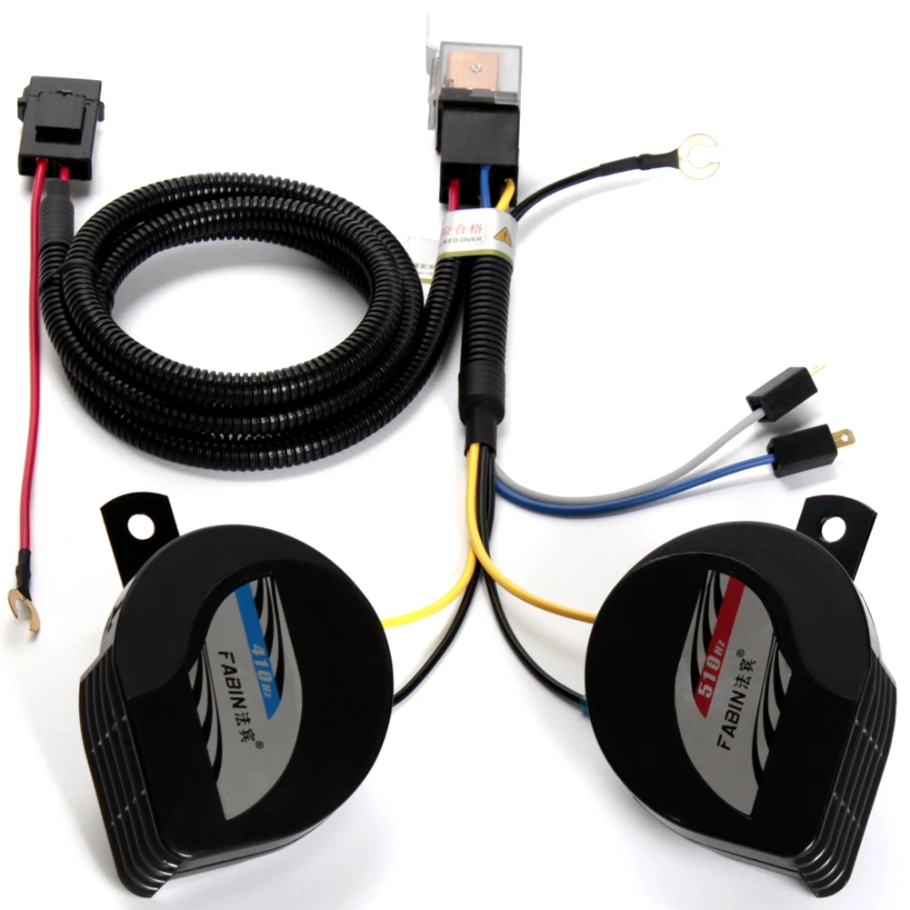 FARBIN High/Low Car Horn 12V Ultra Thin Waterproof Snail Horns Loud Dual Tone Air Electric Horn Kit Alarm Signal Car Accessory