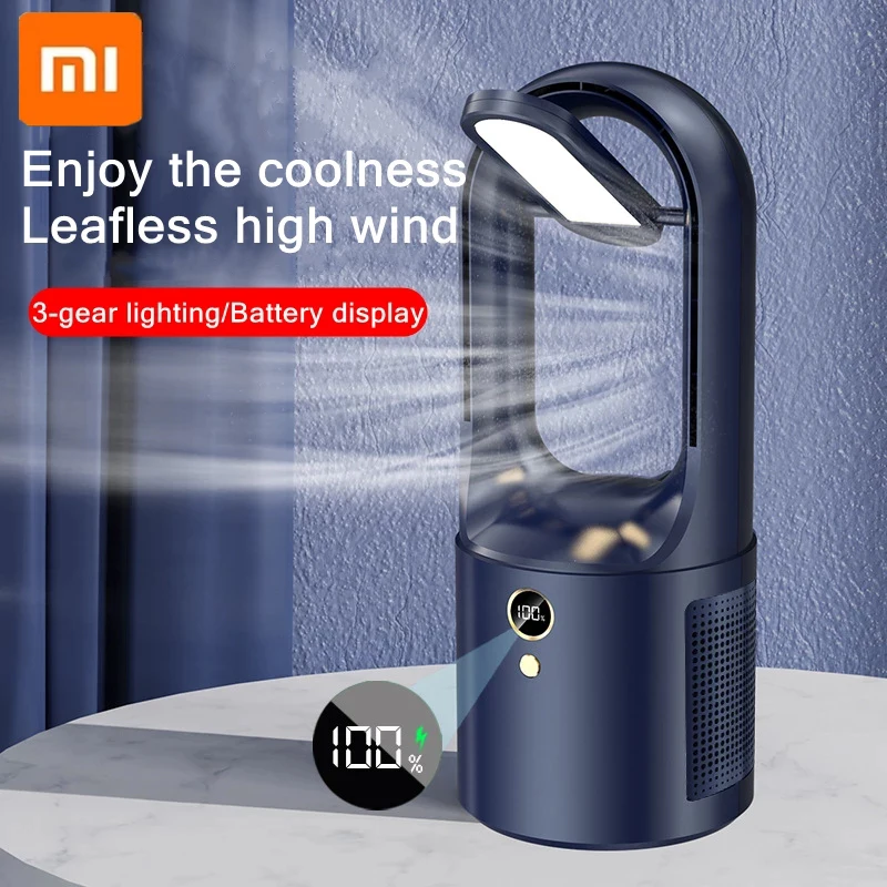 

Xiaomi Home Use Electric Bladeless Table Fan Cooler USB Charging Portable Wireless Mini Cooling Fan Ultra Quiet LED Night Light