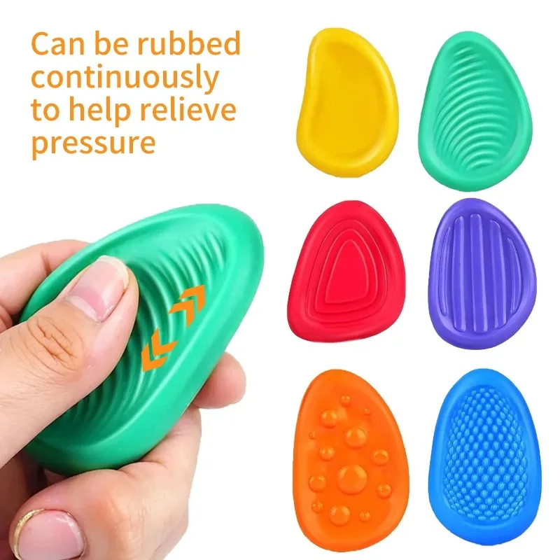 6 PCS Stress Relief Toys Sensory Stone Set Silicone Sensory Fidget Toys Anxiety Relief Suitable for Individuals with Autism