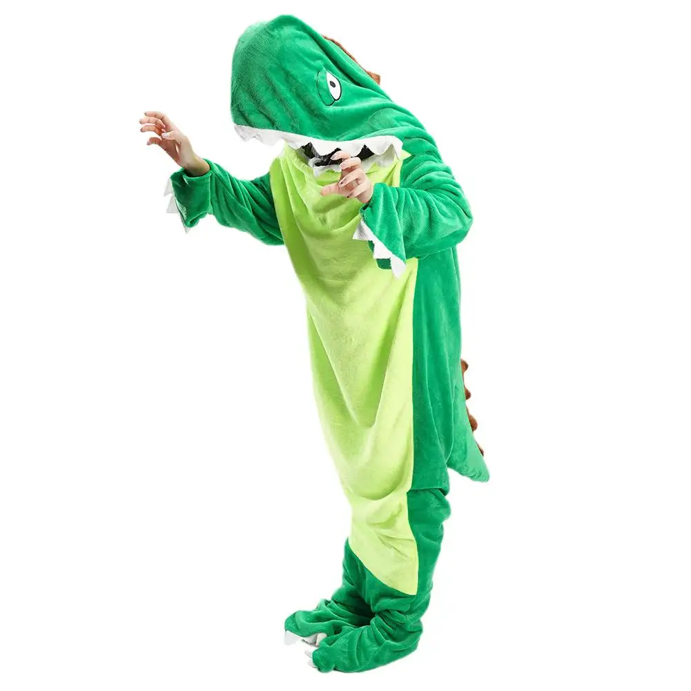 

Dinosaur Blanket Super Soft Dinosaur Onesie Blanket Flannel Dinosaur Hoodie Sleeping Bag Wearable Blanket for Adult Kids G6U9